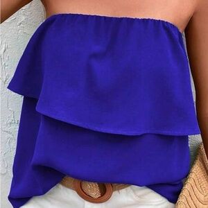Women's Strapless Blue Top